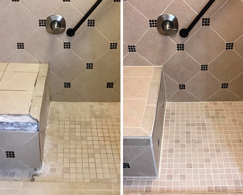 Tile Shower Before and After a Grout Sealing in Bethany Beach