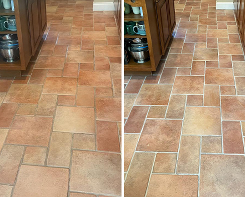 Kitchen Floor Before and After a Service from Our Tile and Grout Cleaners in Seaford