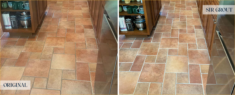 Kitchen Floor Before and After a Service from Our Tile and Grout Cleaners in Seaford