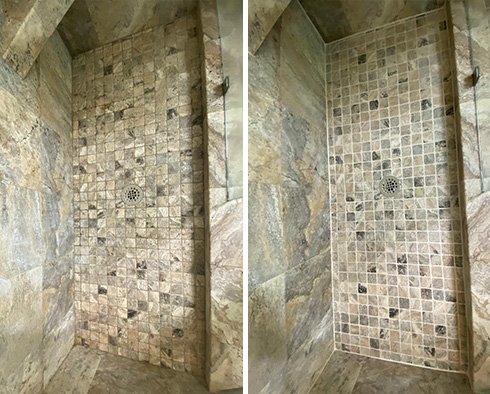 Tile Shower Before and After a Grout Sealing in Millsboro