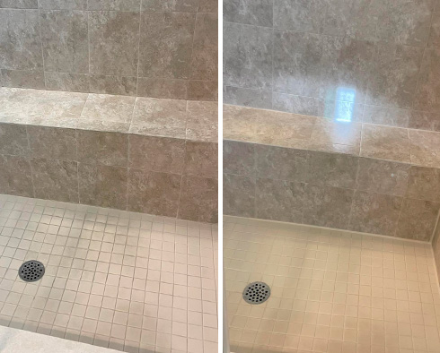 Tile Shower Before and After a Grout Sealing in Georgetown, DE