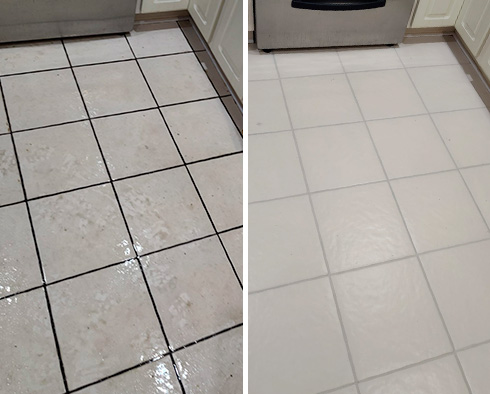 Floor Before and After a Tile Cleaning in Bethany Beach, DE